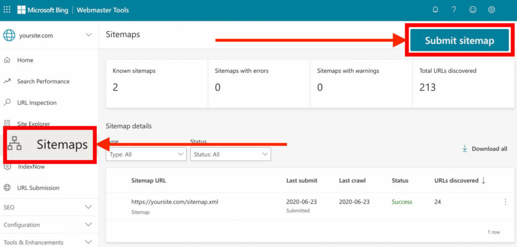 Bing webmaster tools sitemaps 3