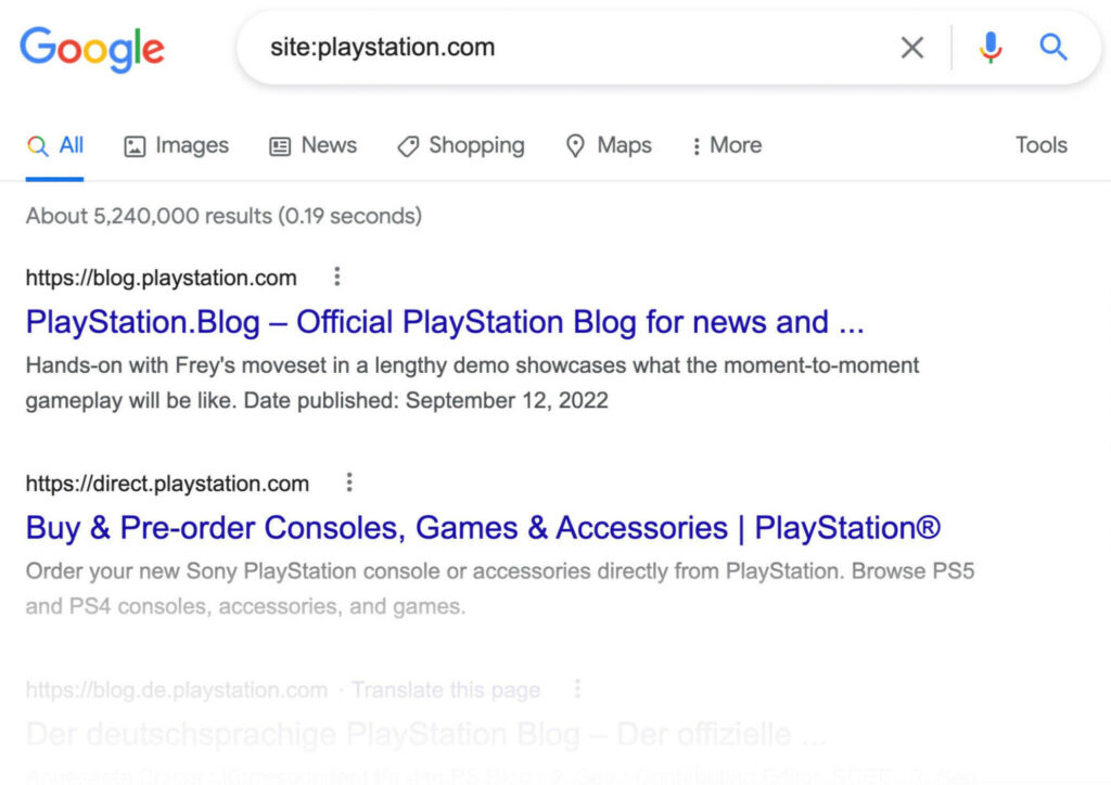 playstation site search