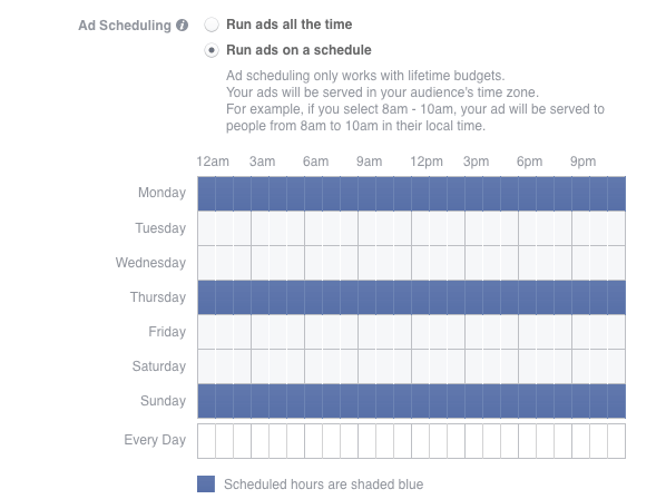 Facebook AD scheduling